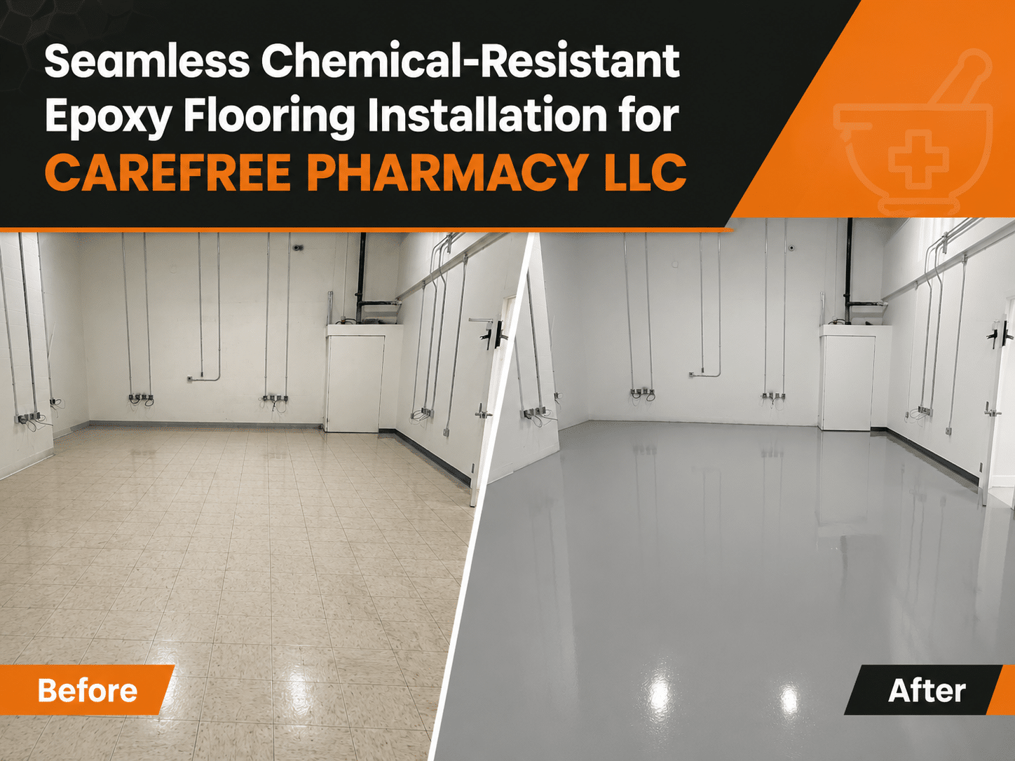 Seamless Chemical-Resistant Epoxy Flooring Installation for CAREFREE PHARMACY LLC